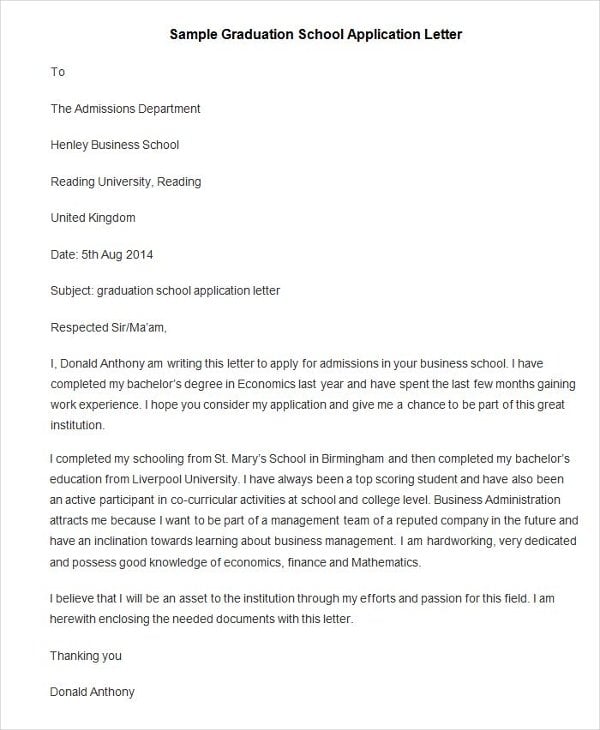Business school application cover letter