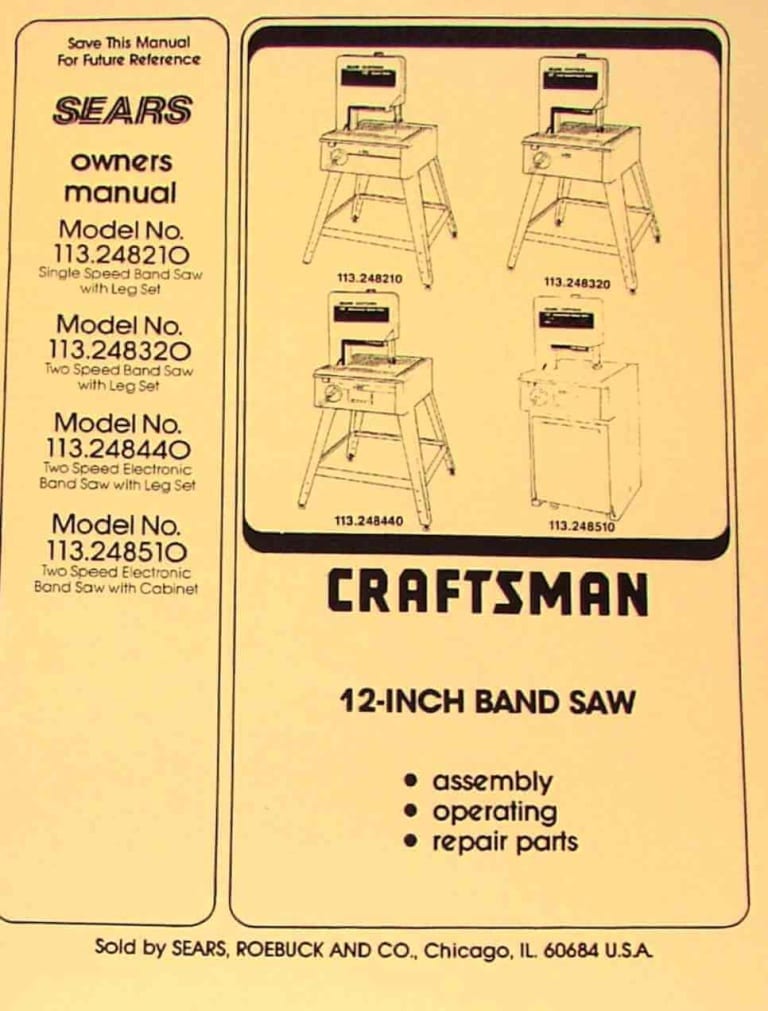 Craftsman power tools owners manuals
