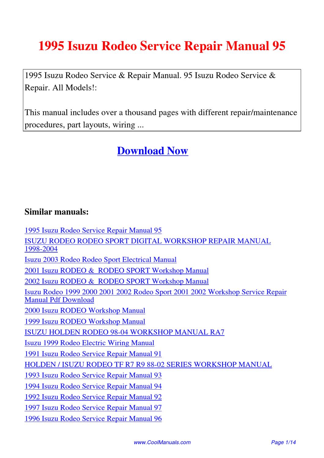 Isuzu rodeo 1995 manual pdf